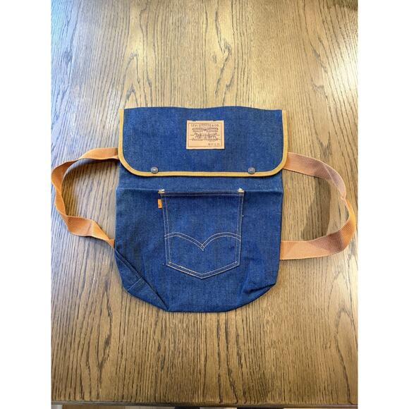 Rare Vintage Levi’s Promotional Denim Backpack Sling Tote Bag Tab Pocket - New! - Picture 4 of 8